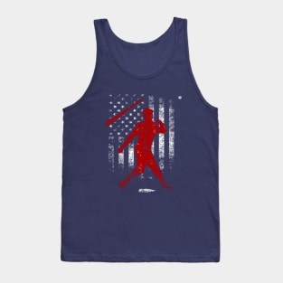 Baseball Funny Bat Flip American Flag Patriotic Baseball Softball Hitter Tank Top